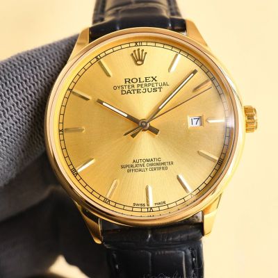 Replica Rolex Best Edition with 8215 Movement Italian Calf Leash Black Watch Strap 40mm Watch